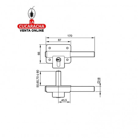 Cerrojo FAC 307 R 80 Laton-Izquierda