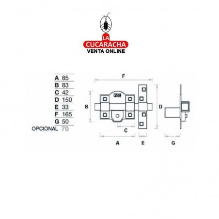 Cerrojo Dorado 301-LP-80 Seguridad FAC.