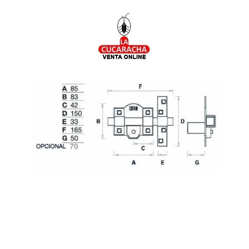 Cerrojo Niquel 301-LP-80 Com. Seg. FAC.