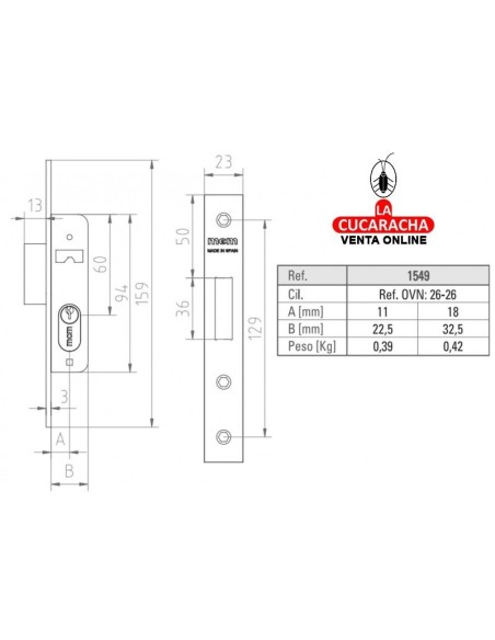 Cerradura MCM 1549 Embutir