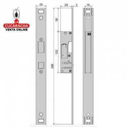 Cerradura de Portal 20mm. 5703-TE LINCE. 2