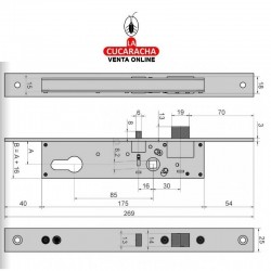 Cerradura de Portal 20mm. 5703-TE LINCE.