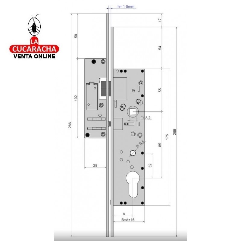 Cerradura de Portal 25mm. 5703-TE LINCE.