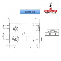 Cerradura Nº56-B Bombillo Redondo 60mm. Derecha ILARGI.