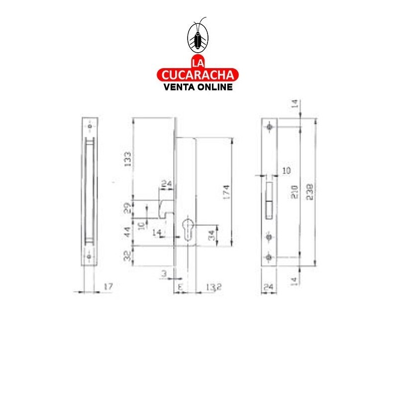 Cerradura ISEO Modelo 7414-70-3ETS Solo Gancho