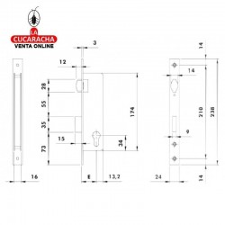 ISEO Cerradura 742233H1603 Embutir. 2