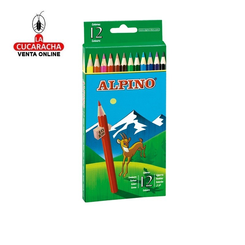 ALPINO Lapices de colores 654 caja de 12 colores largos.