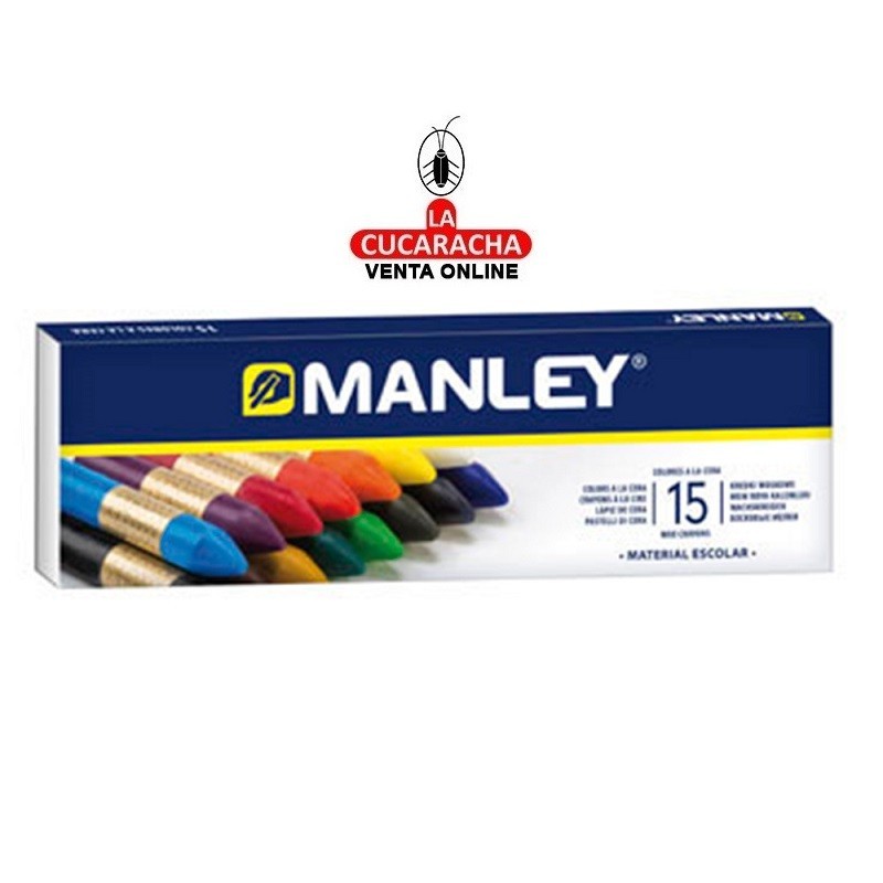 MANLEY Lapices cera caja de 15 colores ref.115.