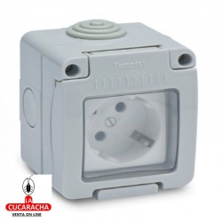 BASE ENCHUFE T.T. ESTANCO 16-A GRIS