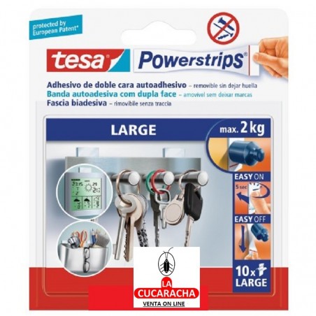 TIRA ADHESIVA DOBLE CARA TESA POWERSTRIPS B10U.- Unidadx12