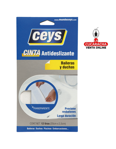 CEYS-BLISTER 12 TIRAS ANTIDESLIZANTES BAÑOS TRANSPARENTES.