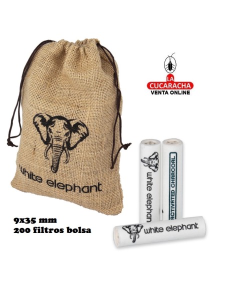 white elephant-Saco 200 Filtros Pipa 9mm. Carbon Activo.