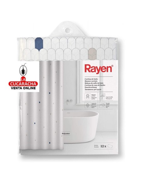 rayen-CORTINA BAÑO POLIESTER BLANCA 2348.