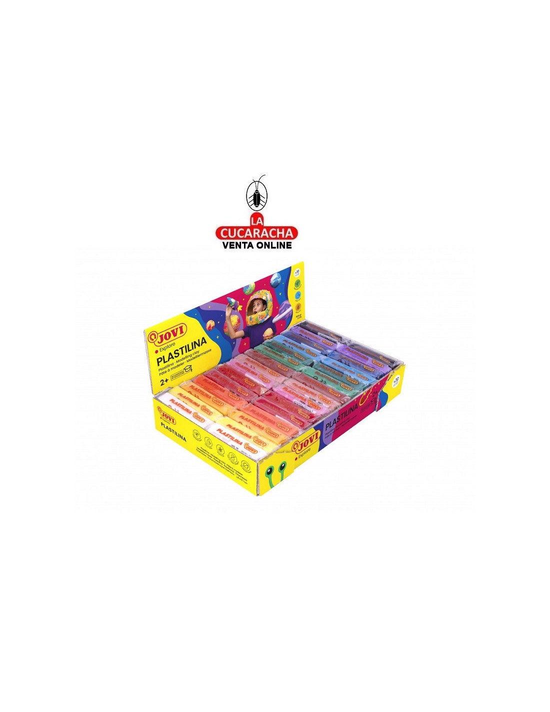 Jovi - Caja de plastilina, 15 pastillas 150 g, colores básicos, 3