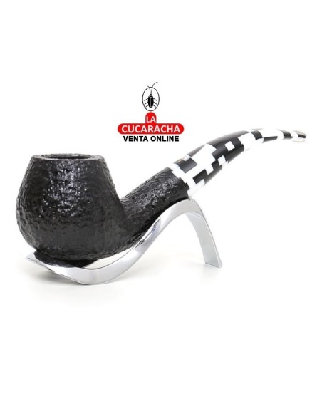 savinelli-Pipa italiana PULCINELLA RUSTICATA 645 KS Bent Billiard Brandy rustica.
