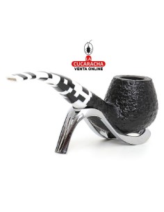 savinelli-Pipa italiana PULCINELLA RUSTICATA 645 KS Bent Billiard Brandy rustica.