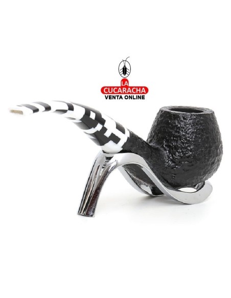 savinelli-Pipa italiana PULCINELLA RUSTICATA 645 KS Bent Billiard Brandy rustica.