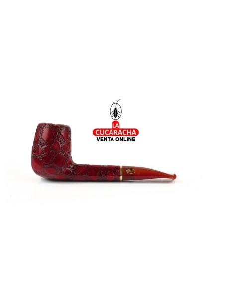 savinelli-Pipa italiana ALLIGATOR ROSSA 707 KS Bent Billiard decorada.