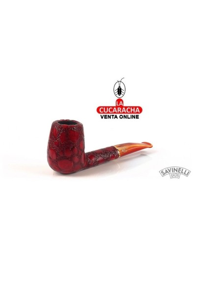 savinelli-Pipa italiana ALLIGATOR ROSSA 707 KS Bent Billiard decorada.