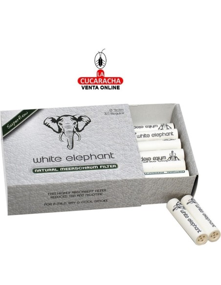 Caja 40 Filtros white elephant Pipa 9mm Espuma Mar.