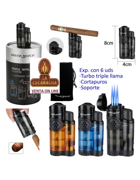 SILVER MATCH-Encendedor turbo modelo Edimburgo.
