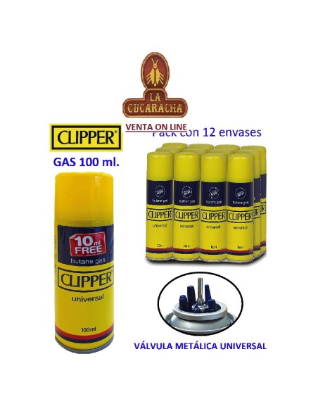 CLIPPER-Pack 12- Botella Gas Relleno encendedores 100 ml.