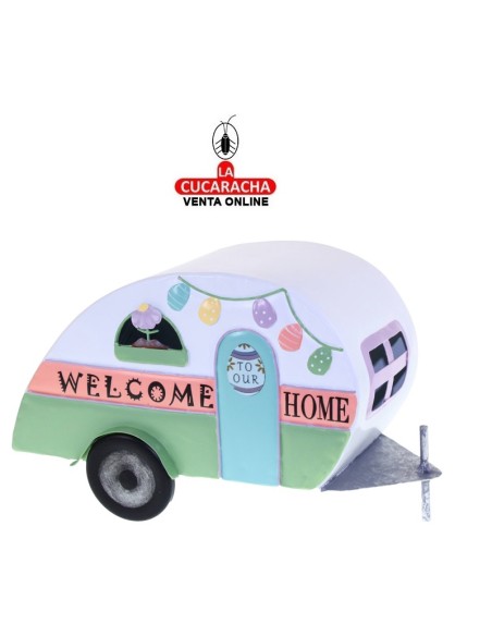 HUCHA CARAVANA VERDE METAL.