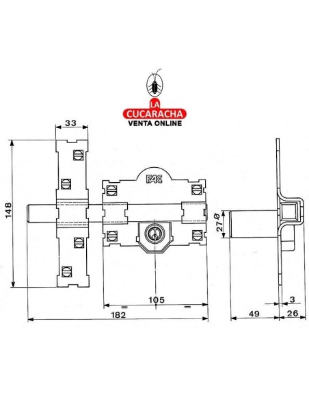 fac-Cerrojo Pintado 101 L 105. Cilindro 50.