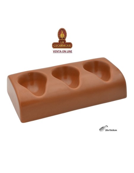 Pipero-Reposapipas CERAMICA-3 PIPAS MARRON RECTANGULAR 20X10X4.