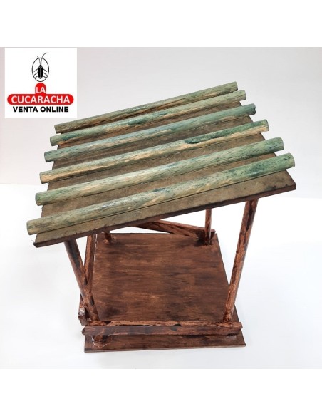 Pesebre Belen Nacimiento Artesanal madera 25x20x20cm. 6 tejas.