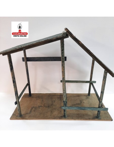 Pesebre Belen Nacimiento Artesanal madera 20x40x32cm. caoba oscuro.