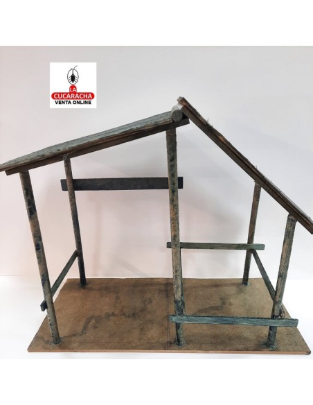 Pesebre Belen Nacimiento Artesanal madera 20x40x32cm. caoba oscuro.