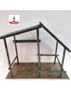 Pesebre Belen Nacimiento Artesanal madera 20x40x32cm. caoba oscuro.