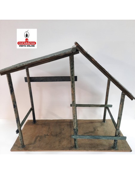 Pesebre Belen Nacimiento Artesanal madera 20x40x32cm. caoba oscuro.