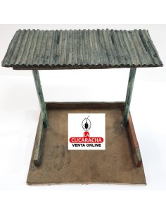 Pesebre Belen Nacimiento Artesanal madera 20x20cm. barandillas caoba oscuro.