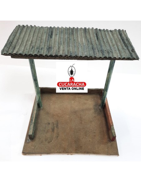 Pesebre Belen Nacimiento Artesanal madera 20x20cm. barandillas caoba oscuro.