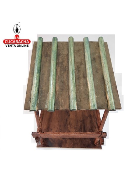 Pesebre Belen Nacimiento Artesanal madera 25x20x20cm. 5 tejas.