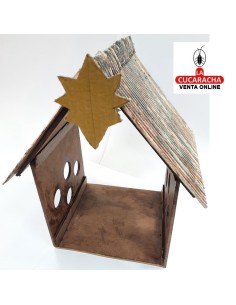 Pesebre Belen Nacimiento Artesanal madera 20x35x20cm. 8 ventanas.