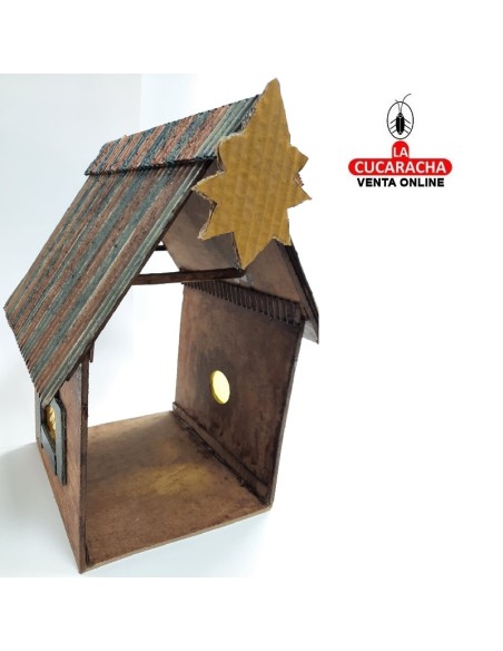 Pesebre Belen Nacimiento Artesanal madera 20x35x20cm. 2 ventanas.