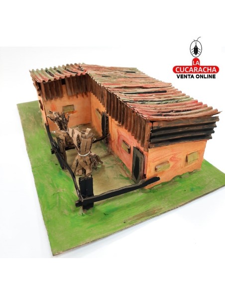 Casa triple con 3 cercados-Pesebre Belen Nacimiento Artesanal.