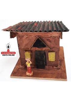 Casa con mujer-Pesebre Belen Nacimiento Artesanal.