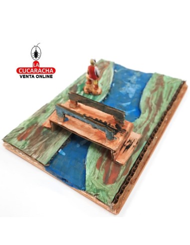 Pescador en rio-Pesebre Belen...