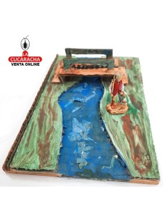 Pescador en rio-Pesebre Belen Nacimiento Artesanal.