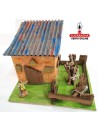 Casa con huerto y pastor-Pesebre Belen Nacimiento Artesanal.