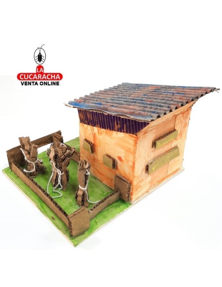 Casa con huerto y pastor-Pesebre Belen Nacimiento Artesanal.