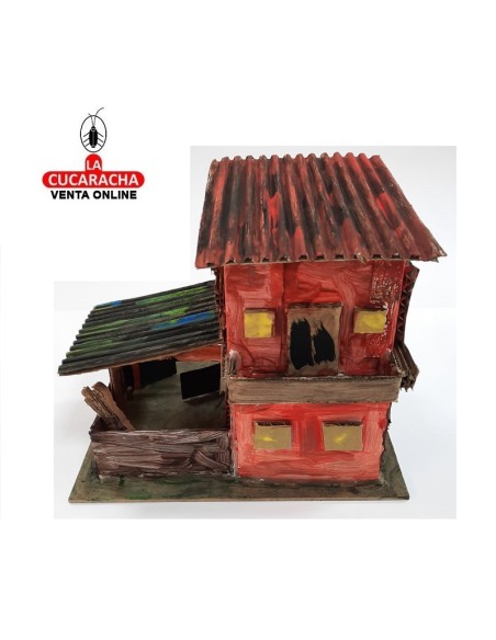 Casa dos pisos con cuadra-Pesebre Belen Nacimiento Artesanal.