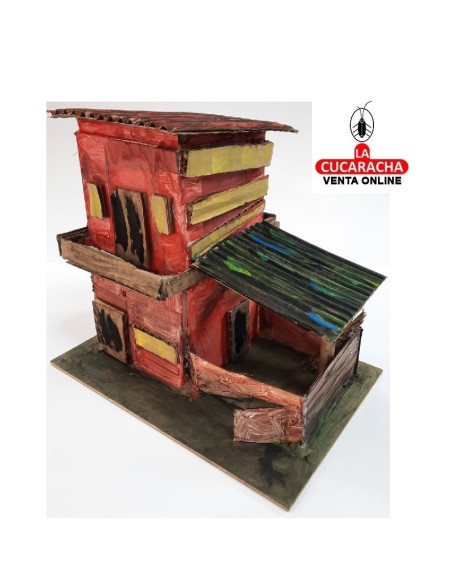 Casa dos pisos con cuadra-Pesebre Belen Nacimiento Artesanal.