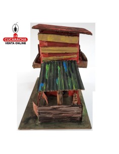 Casa dos pisos con cuadra-Pesebre Belen Nacimiento Artesanal.