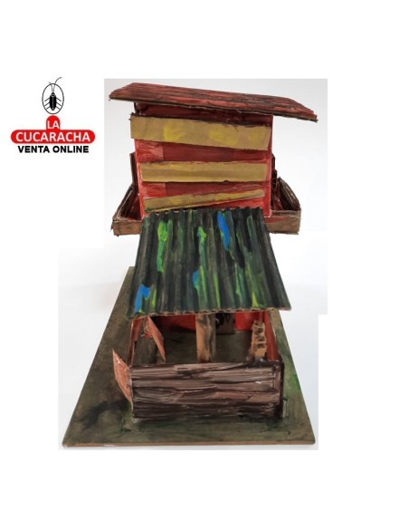 Casa dos pisos con cuadra-Pesebre Belen Nacimiento Artesanal.