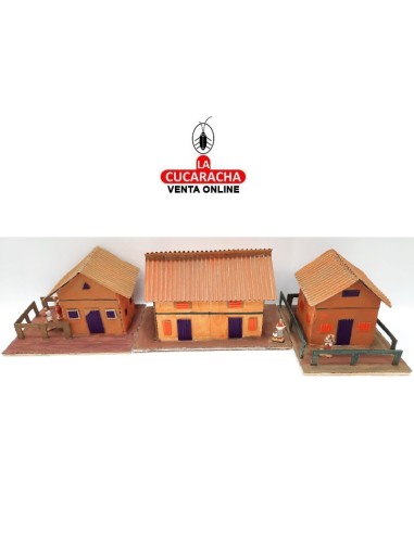 Conjunto tres casas-Pesebre Belen...